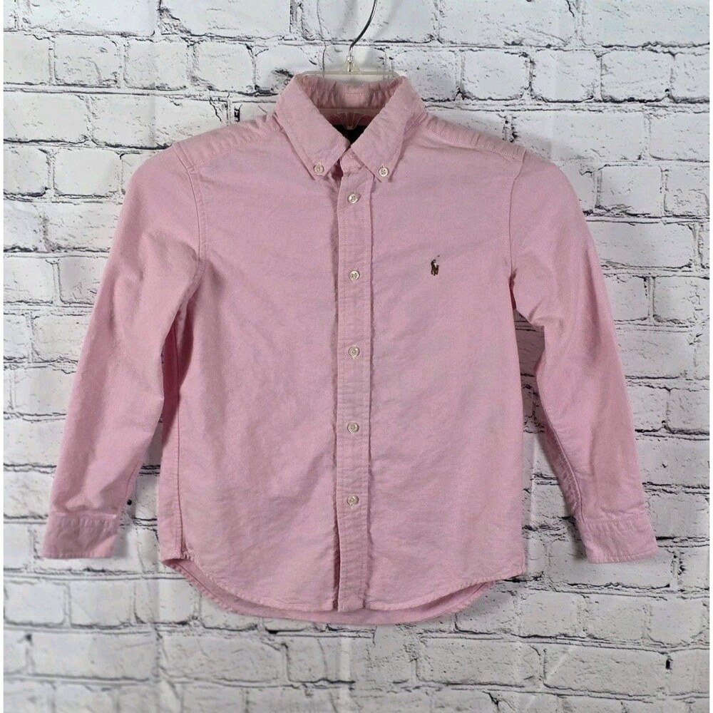 Ralph Lauren Boys Size 7 Pink Oxford Long Sleeve Button Down Shirt